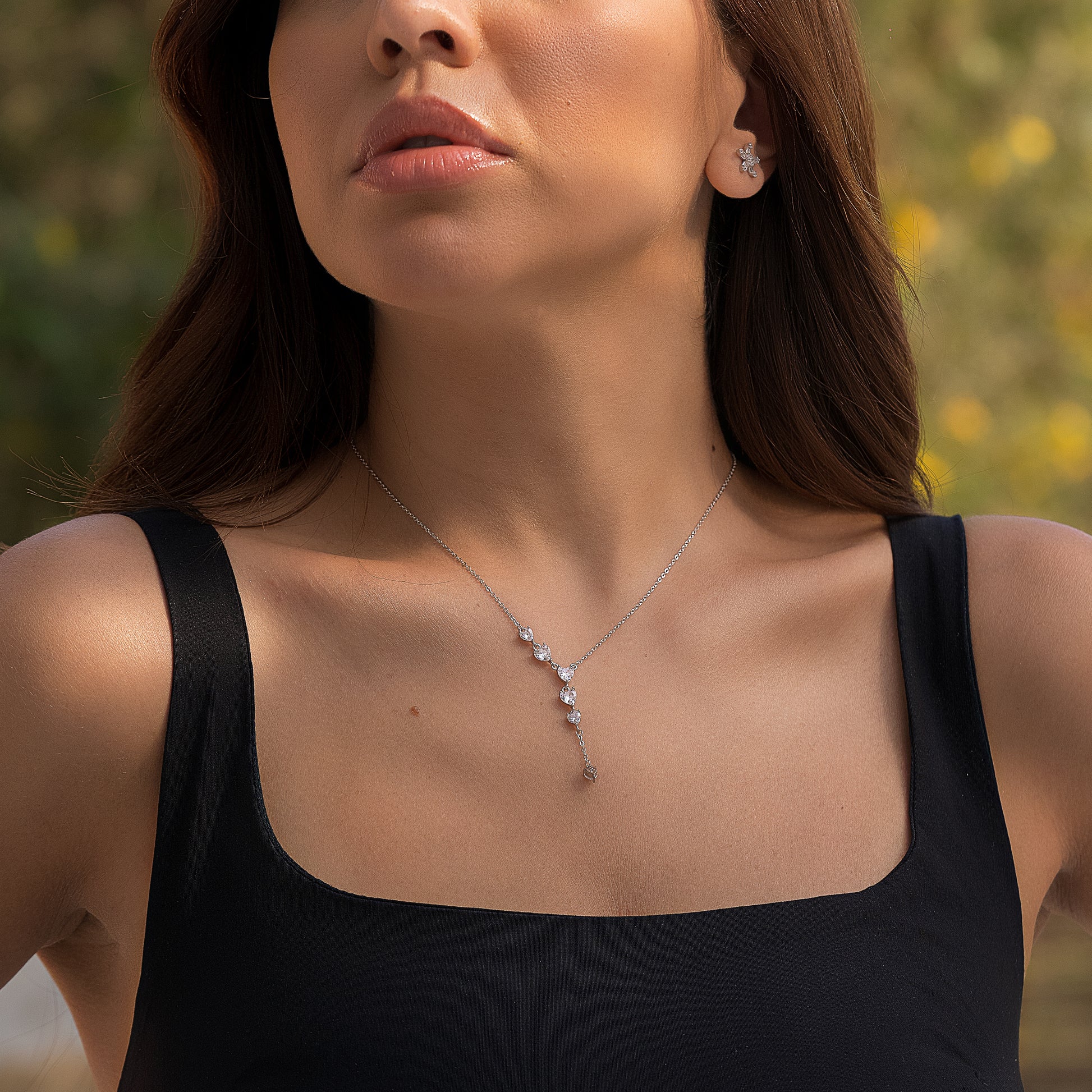 Diva Hearts Silver Necklace