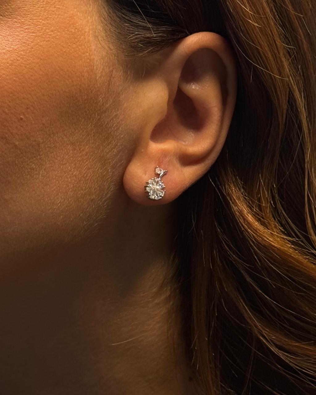 Silver White Cubic Zirconia Earring