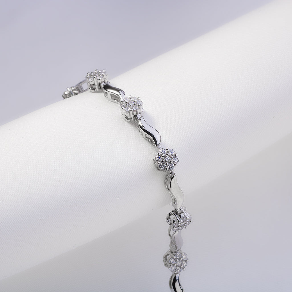 Blooming Diamonds Silver Bracelet