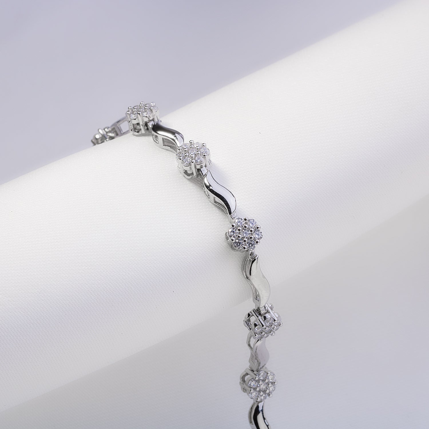 Blooming Diamonds Silver Bracelet