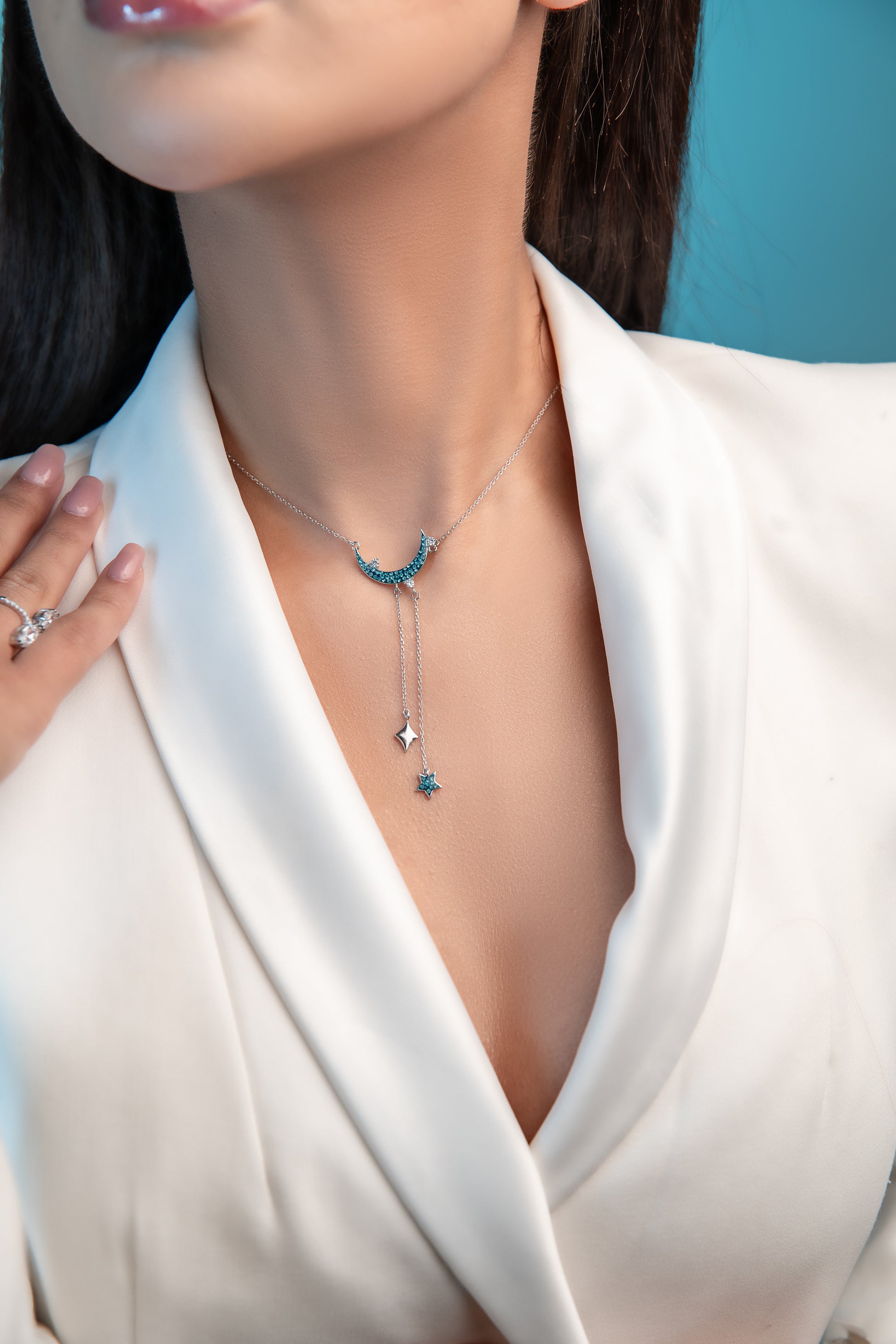 Moonstone Moon Necklace Sterling Silver Crescent Moon