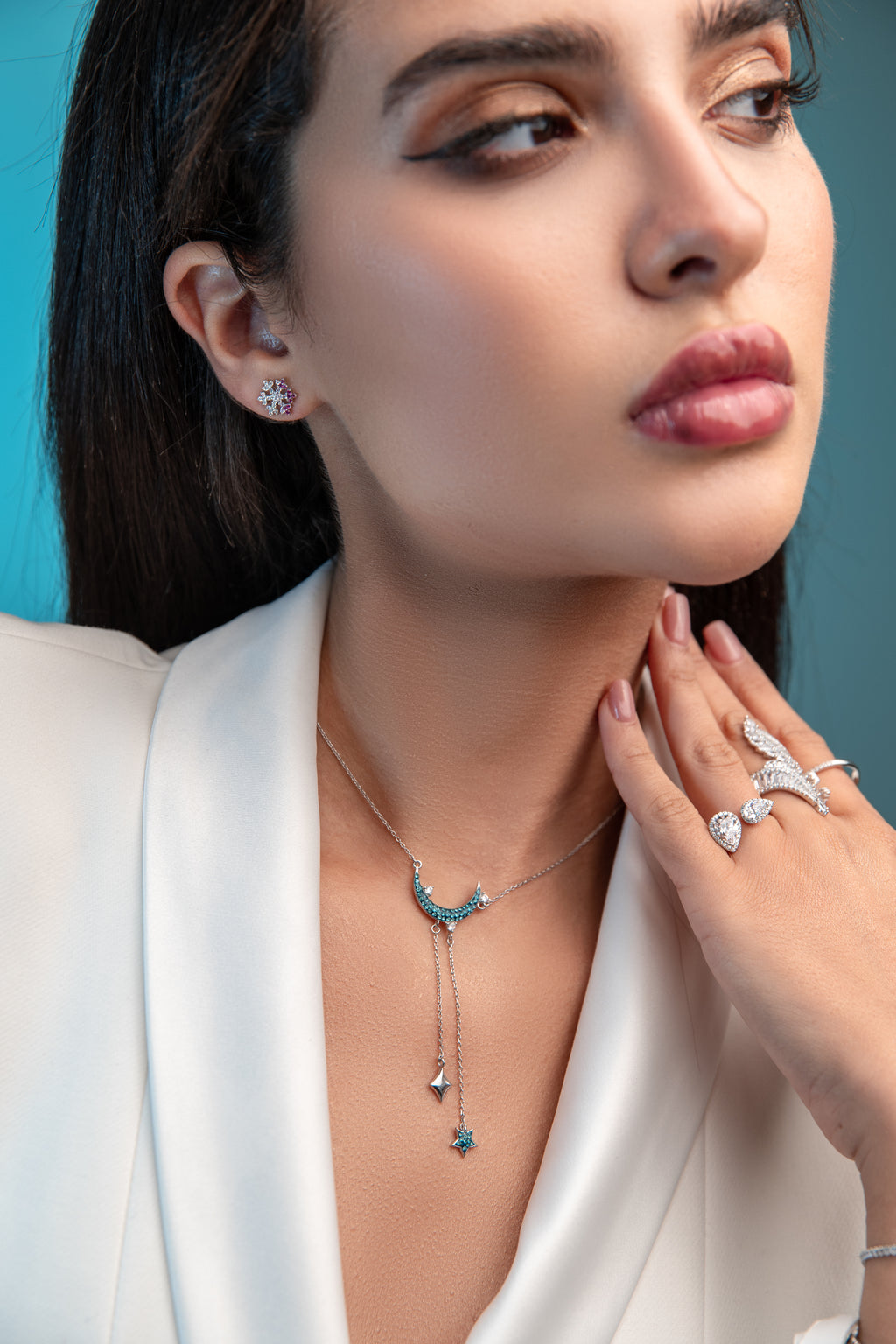 Moonstone Moon Necklace Sterling Silver Crescent Moon