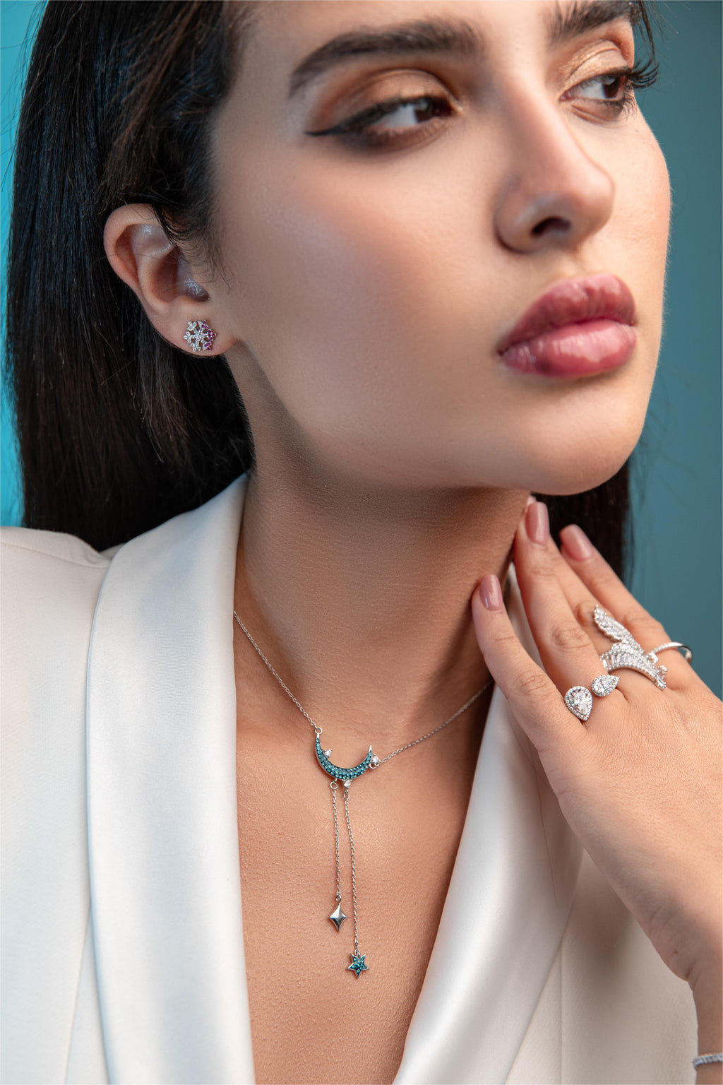 Moonstone Moon Necklace Sterling Silver Crescent Moon