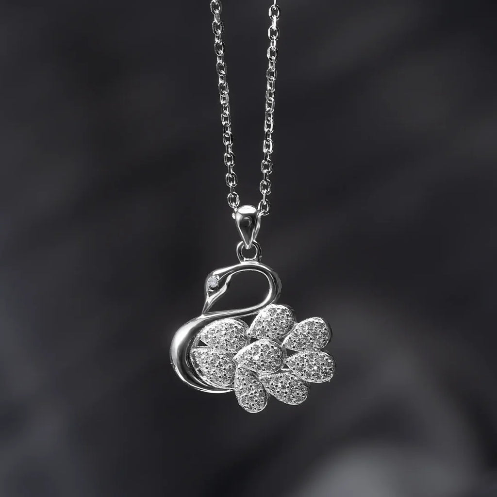 Dazzling Swan Silver Necklace
