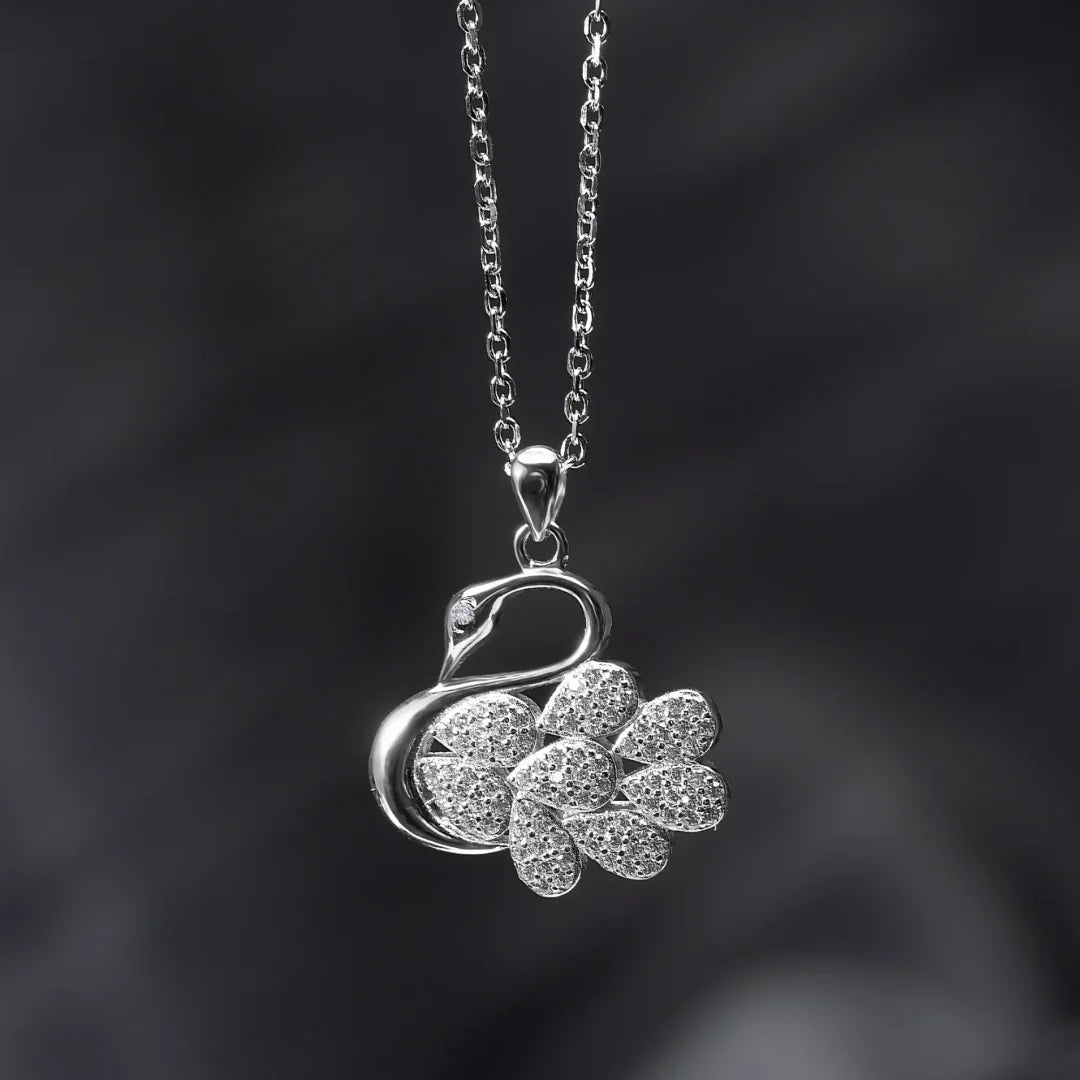 Dazzling Swan Silver Necklace