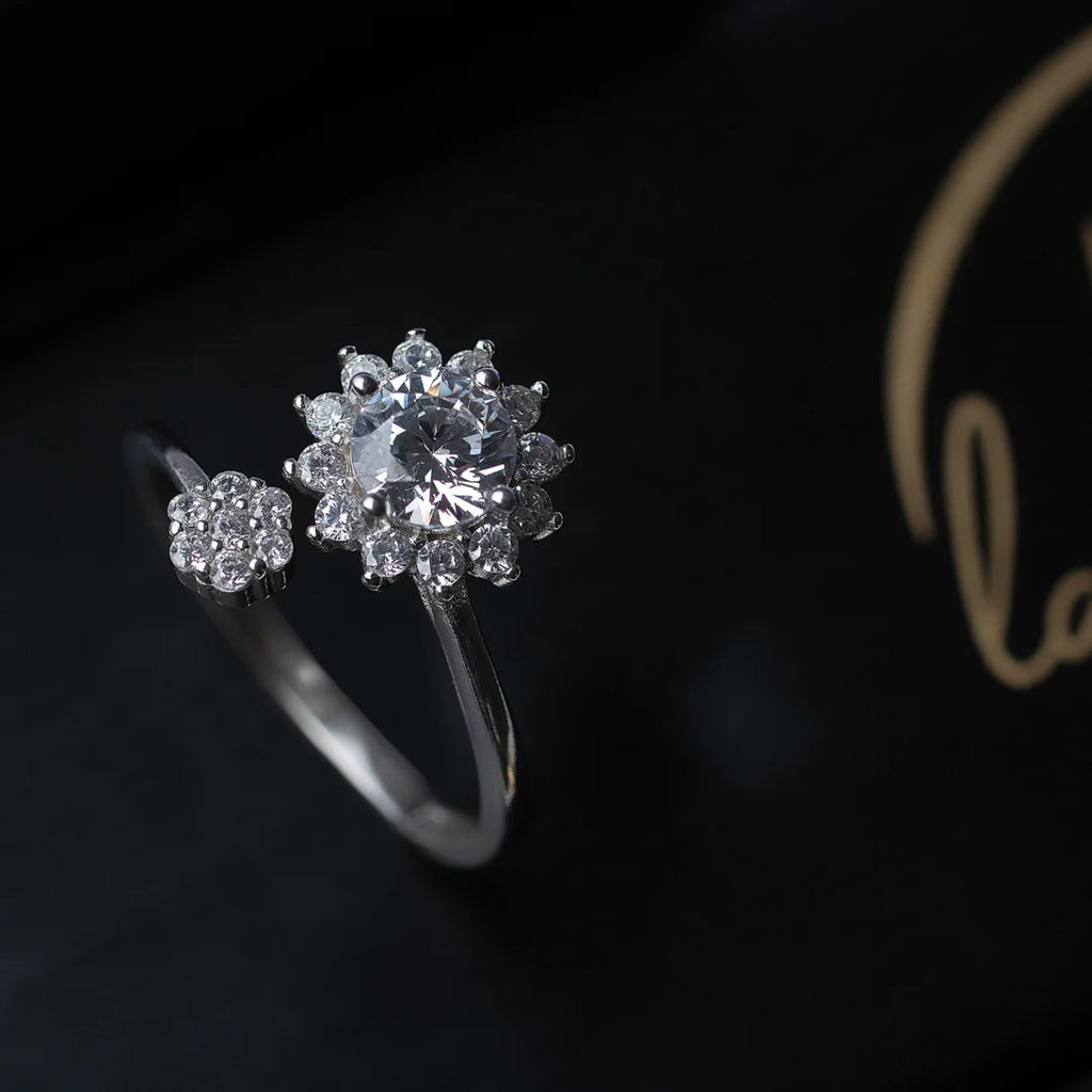 Diamond Bouquet Silver Ring