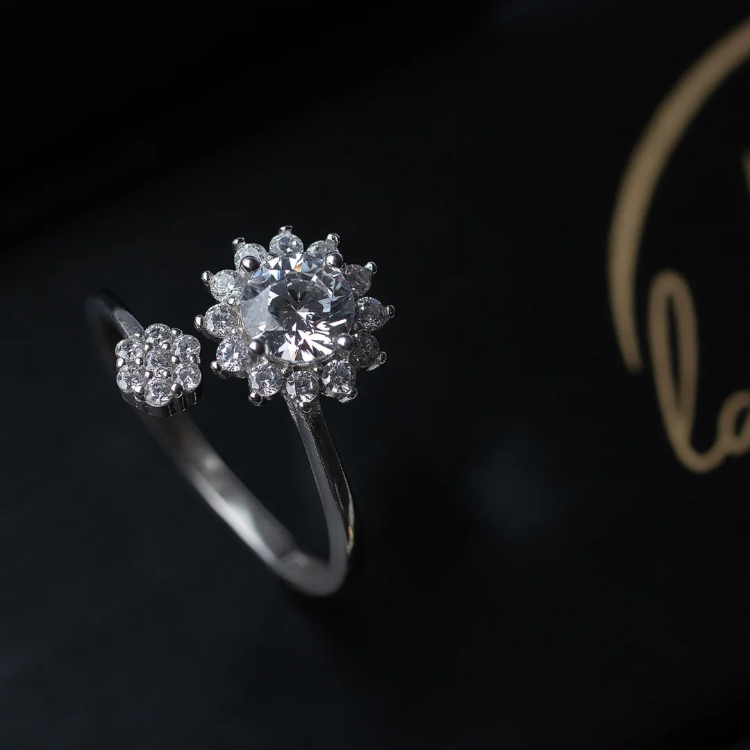 Diamond Bouquet Silver Ring