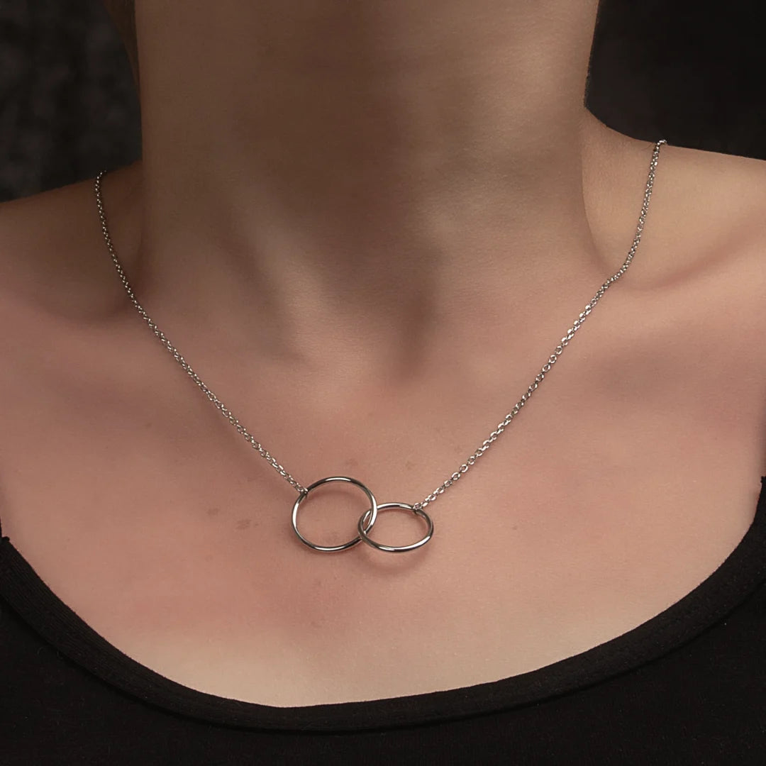 Dual Circles Silver Necklace