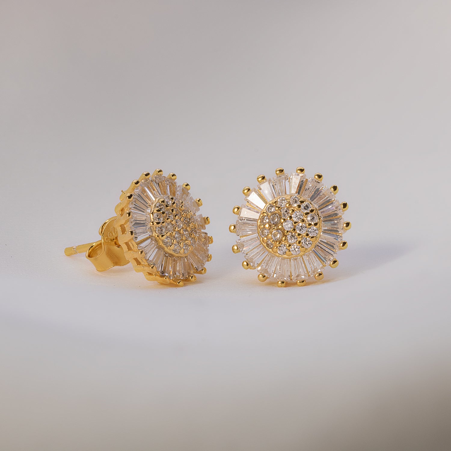 Sunflower Stud Gold-Plated Silver Earrings