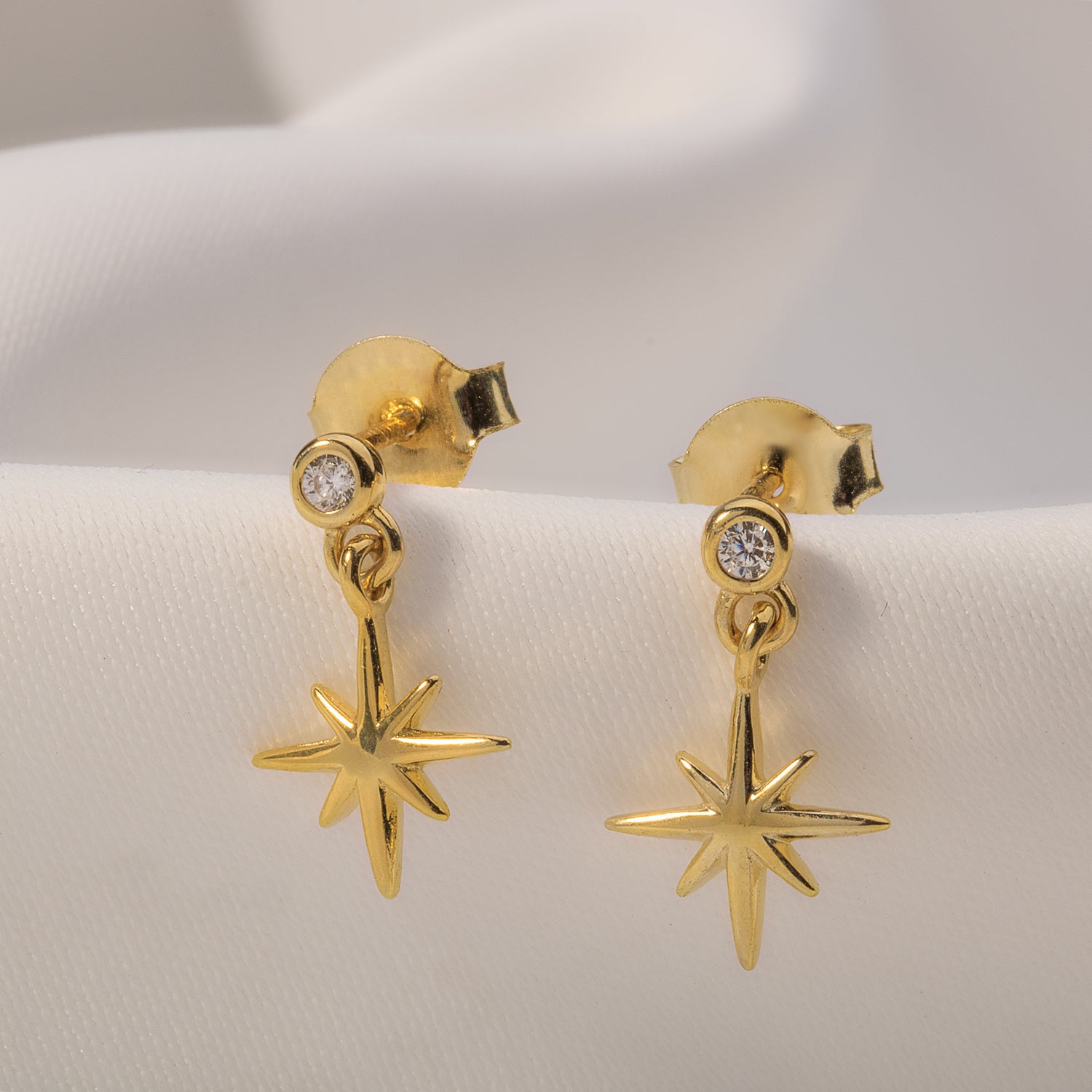 Starburst Drop Gold-Plated Silver Earrings