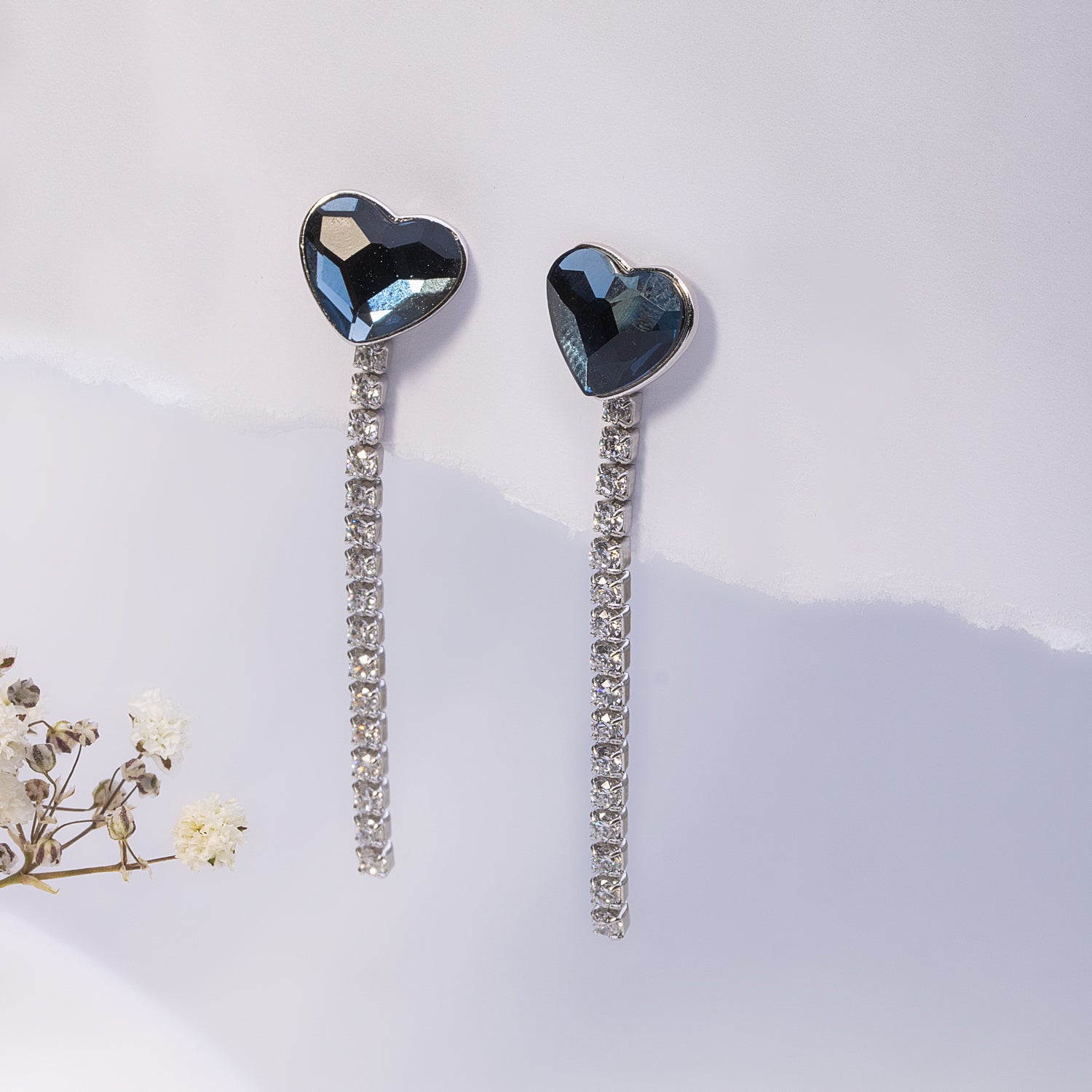 Midnight Heart Silver Earrings