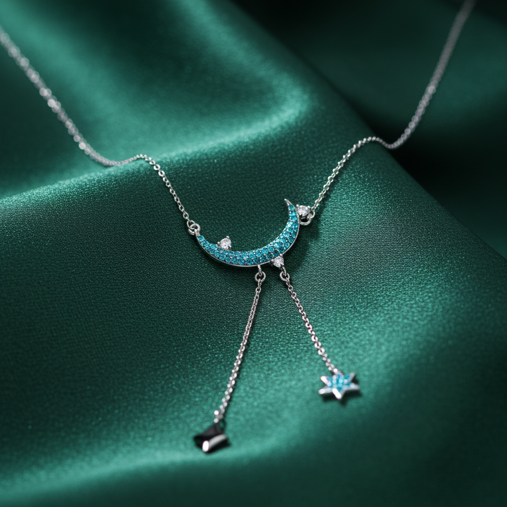 Moonstone Moon Necklace Sterling Silver Crescent Moon