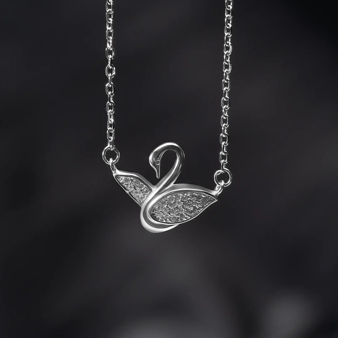Luminous Swan Silver Necklace