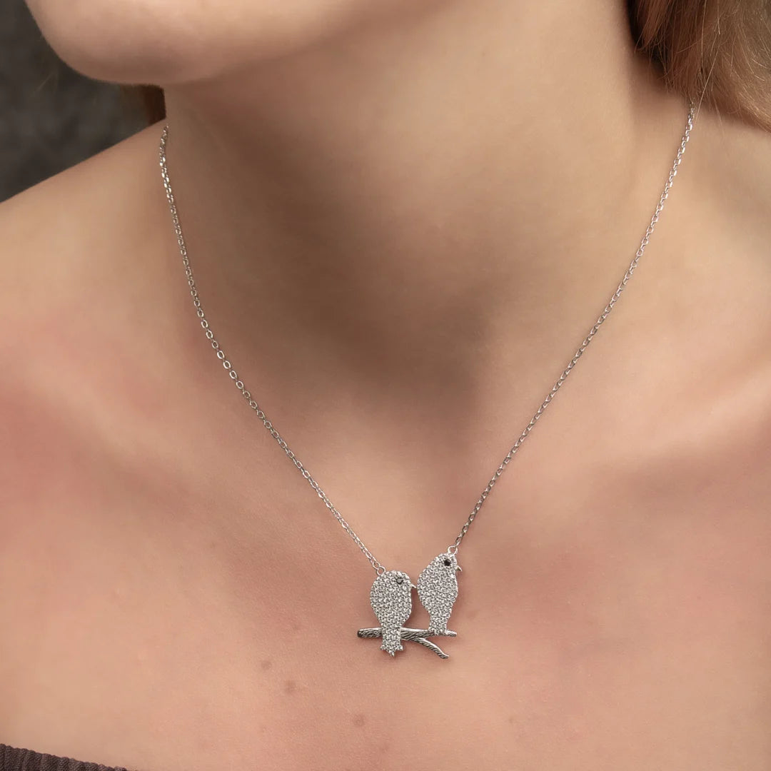 Soulmate Birds Silver Necklace