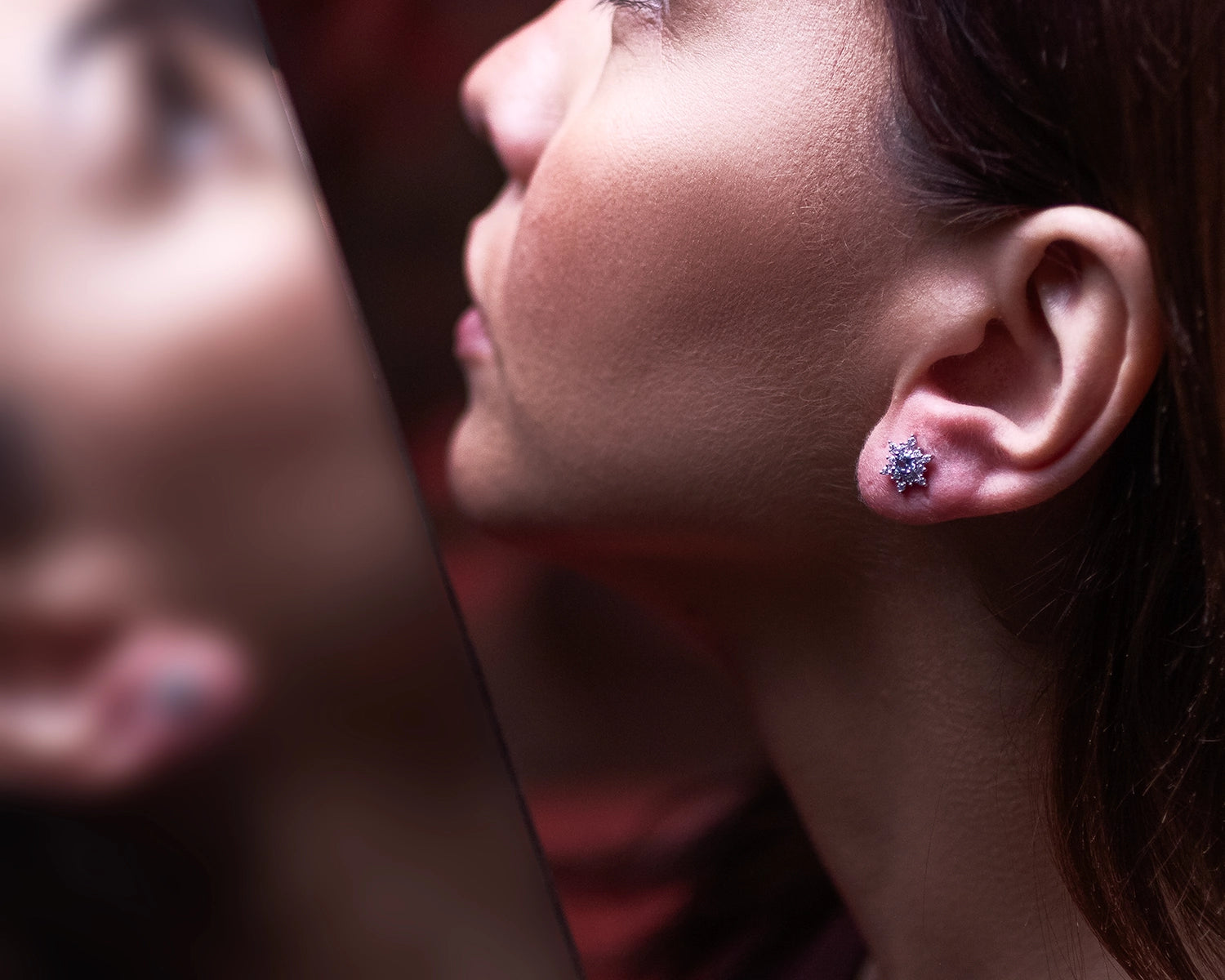 Moon Flora Silver Earring
