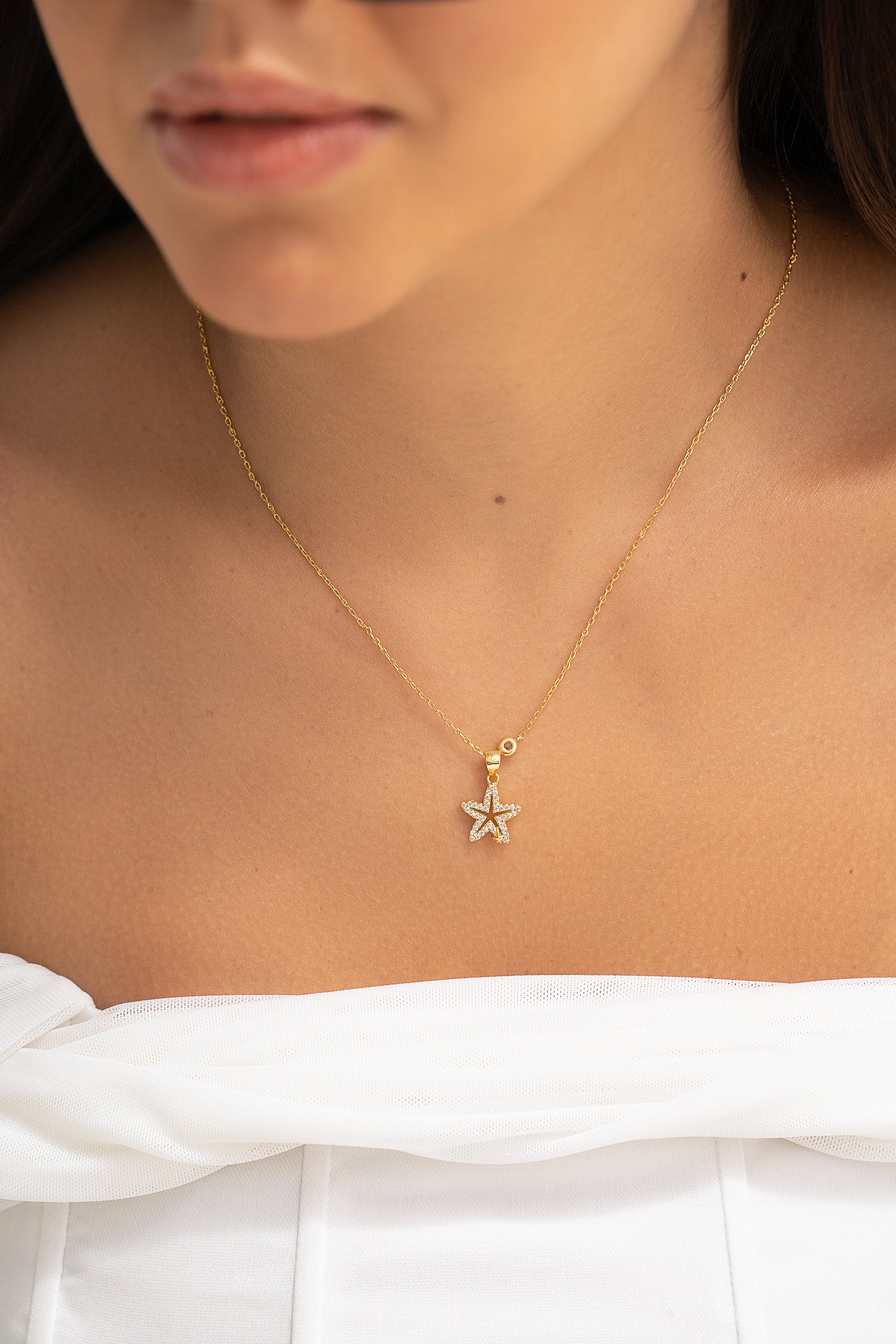 Elegant Sea star Silver Gold-plated Necklace