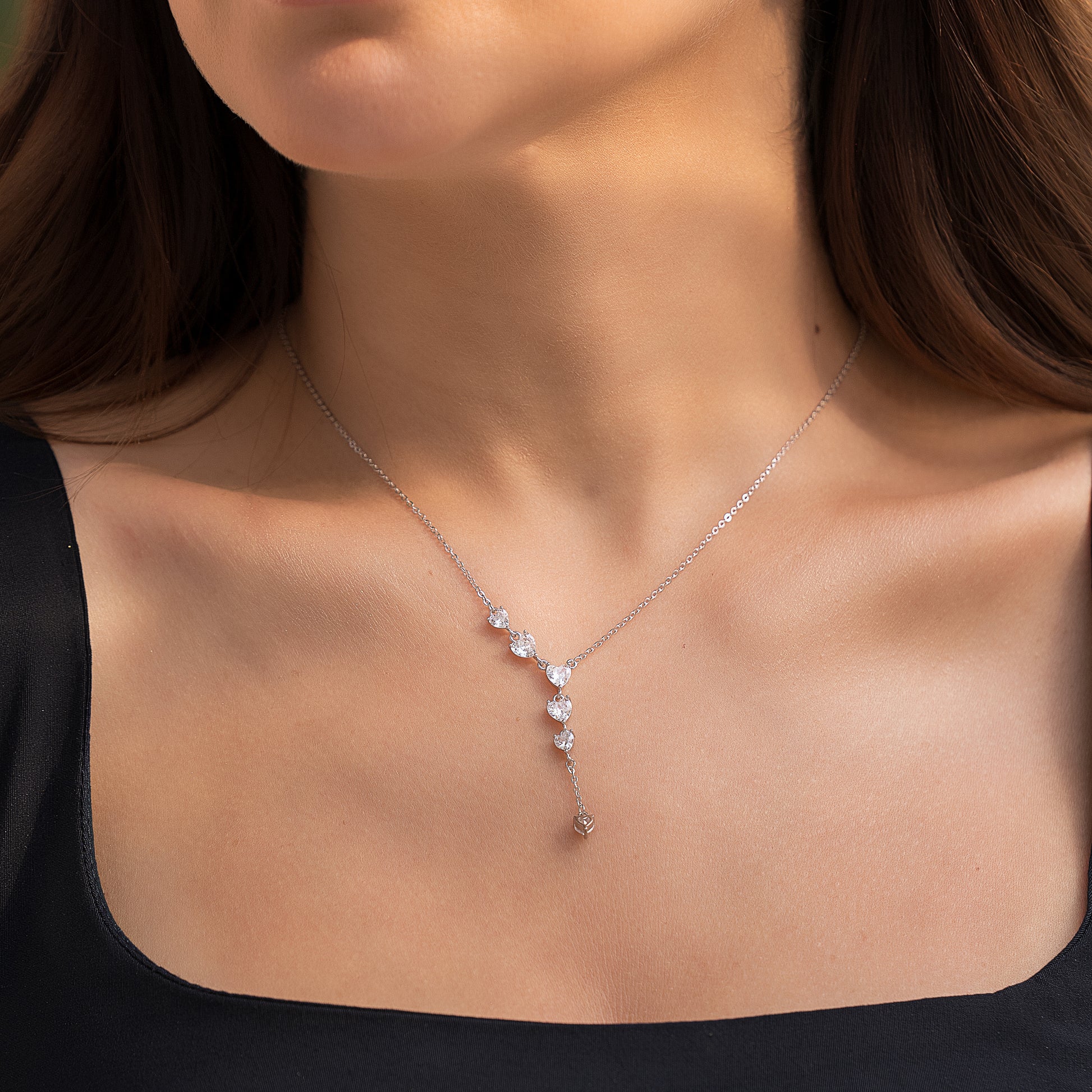 Diva Hearts Silver Necklace