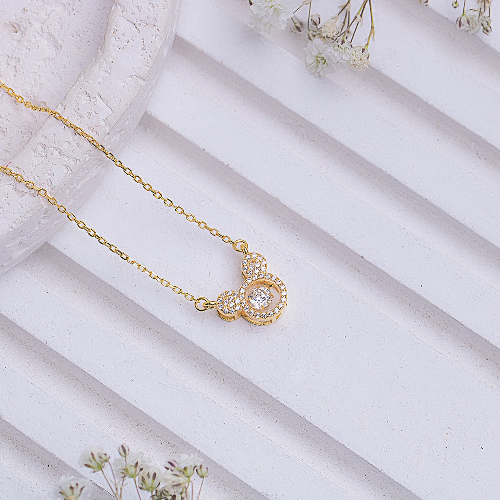 Diamond Mickey Gold-plated Silver Necklace