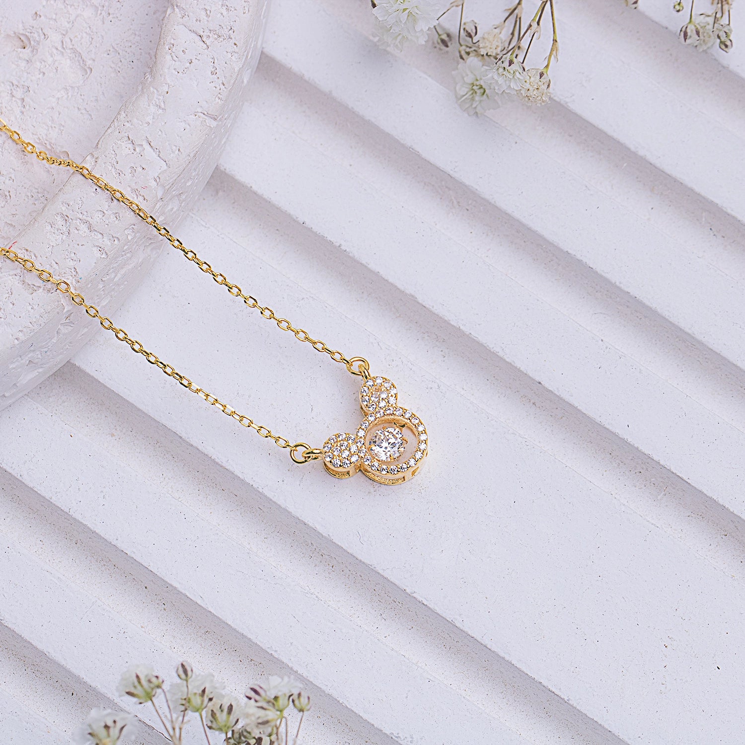 Diamond Mickey Gold-plated Silver Necklace