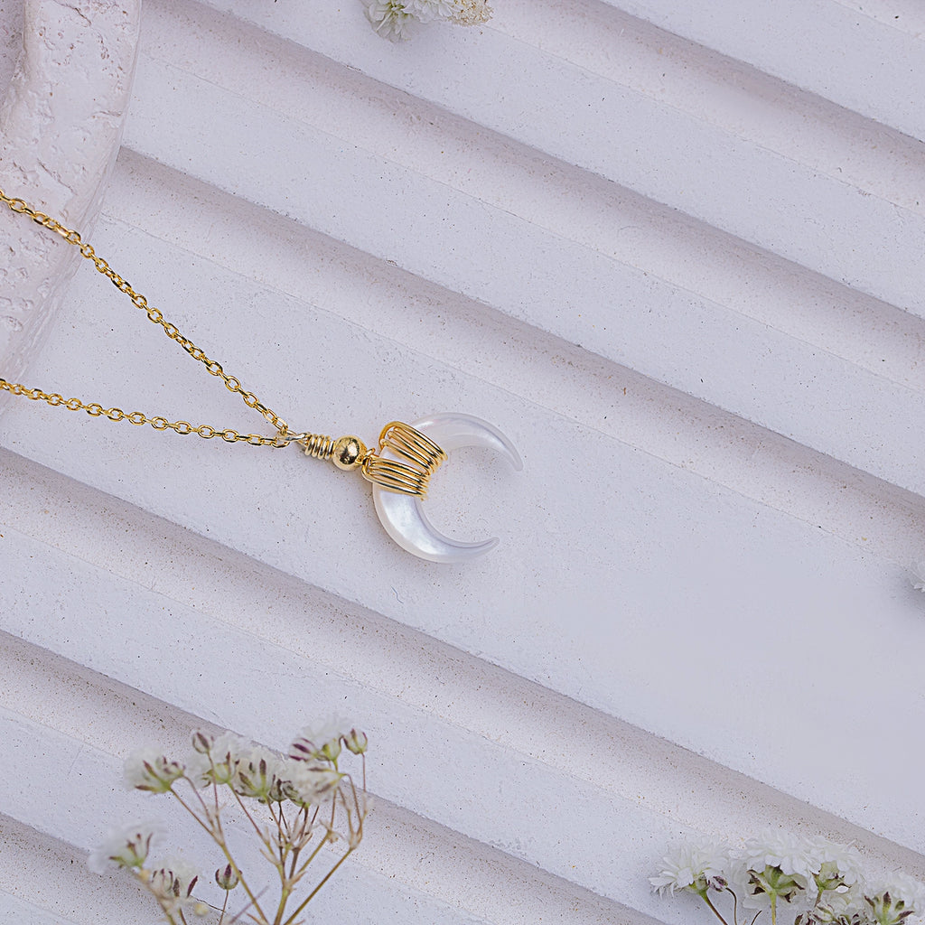 Ivory Crescent Gold-plated Silver Necklace