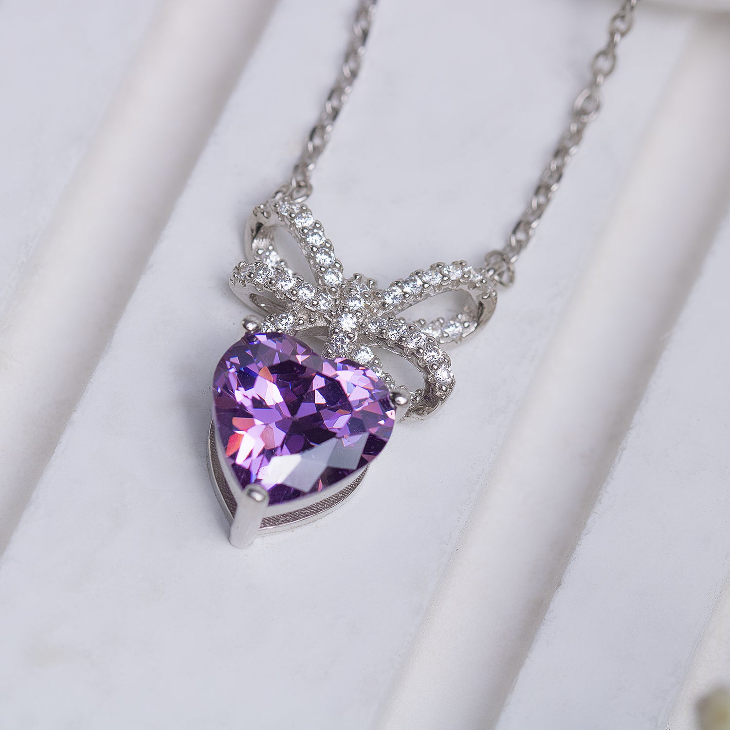 Lavender Love Silver Necklace