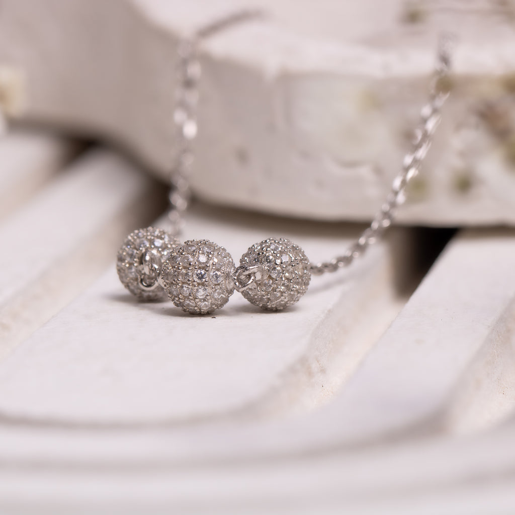 Trio Gleams Silver Necklace