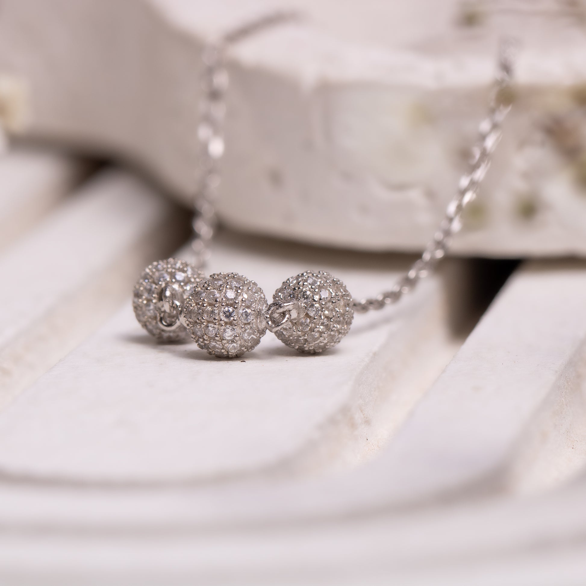 Trio Gleams Silver Necklace