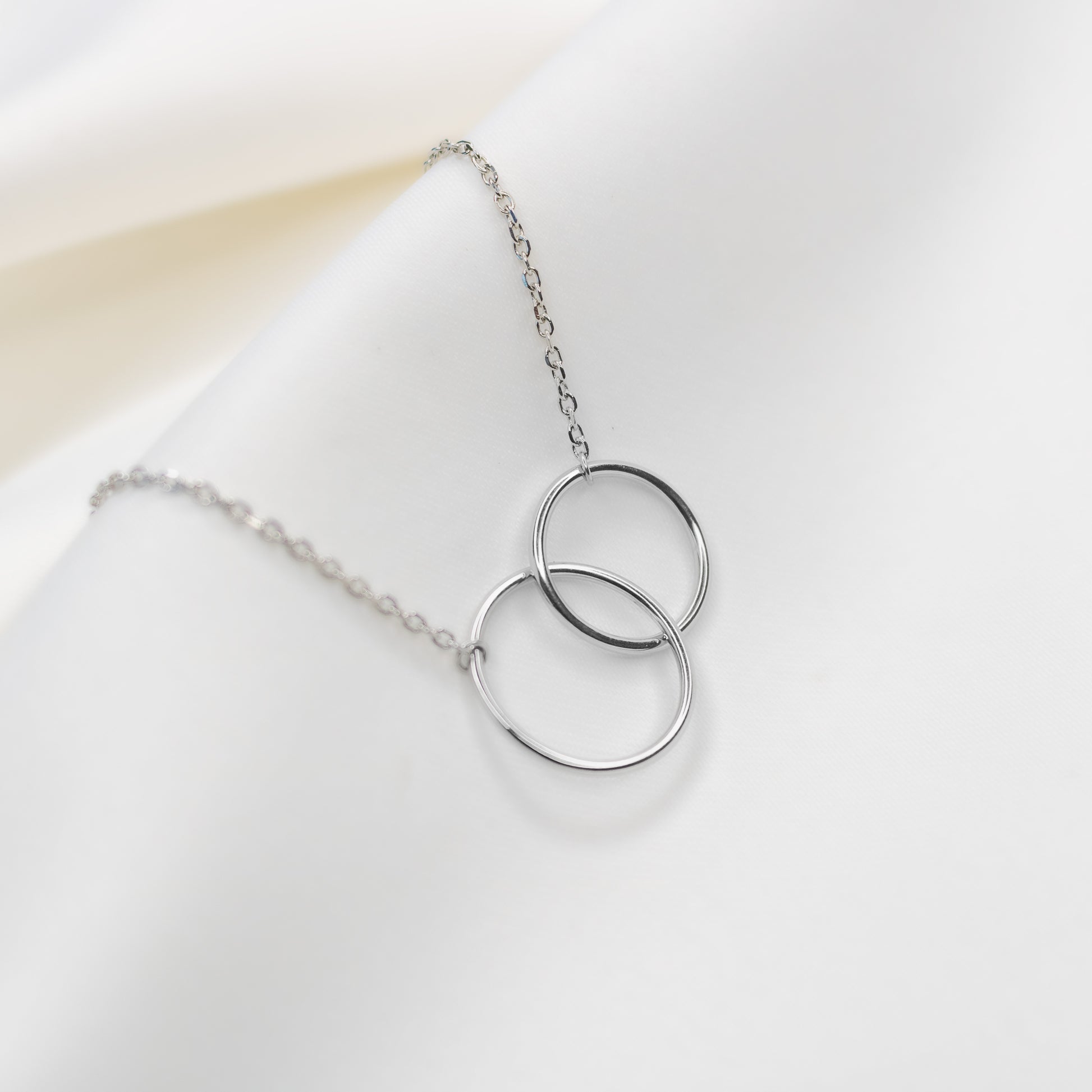 Dual Circles Silver Necklace