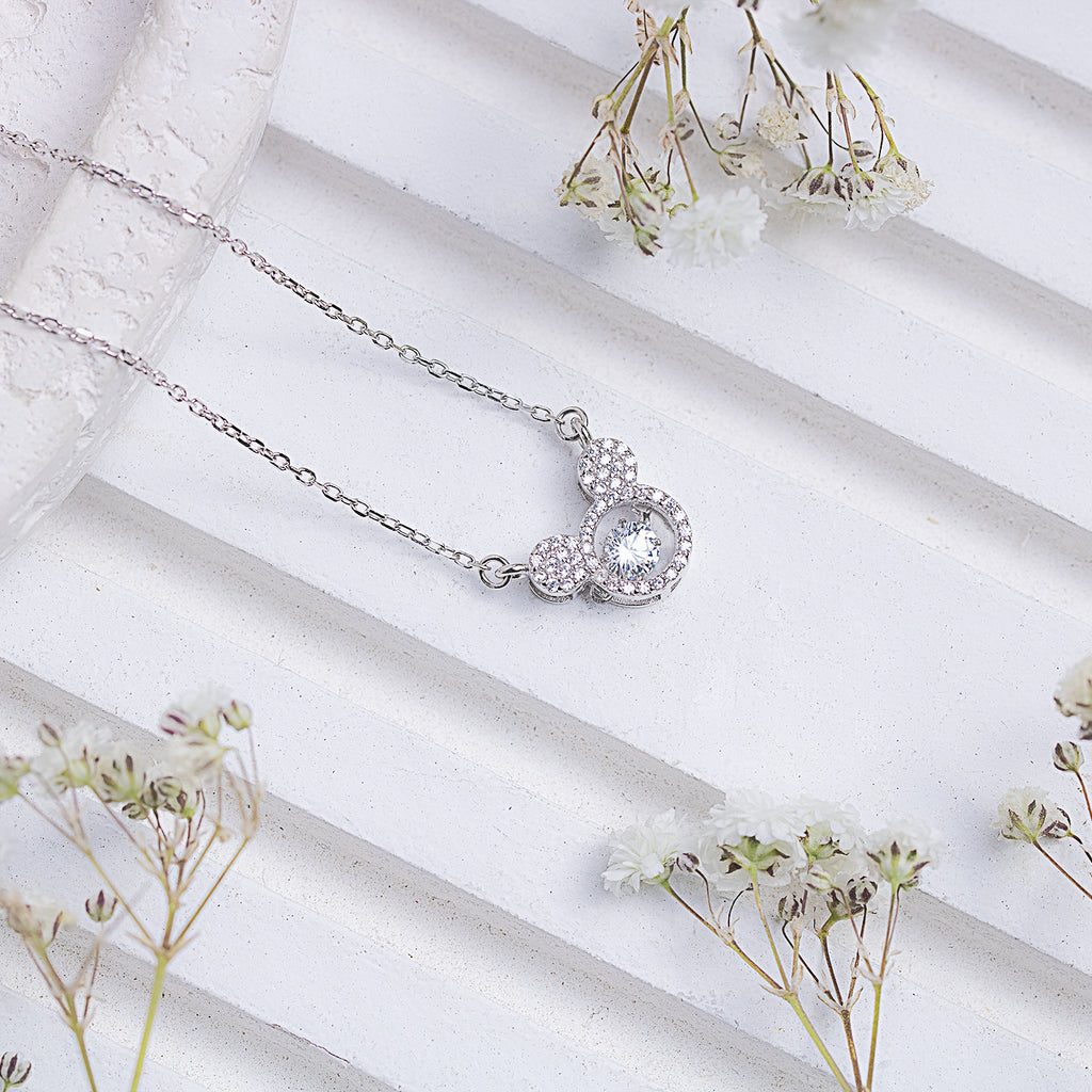 Diamond Mickey Silver Necklace