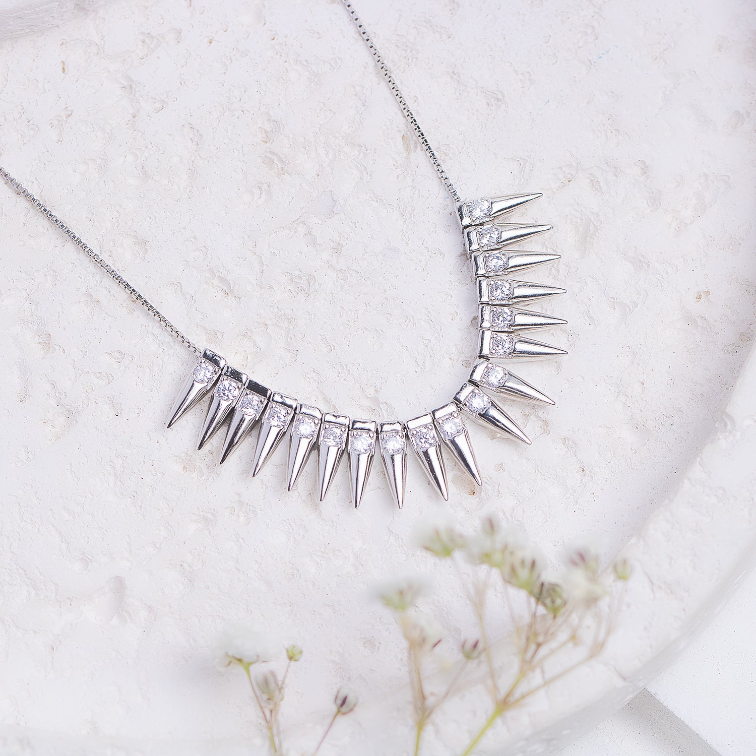 Edge of Elegance Silver Necklace