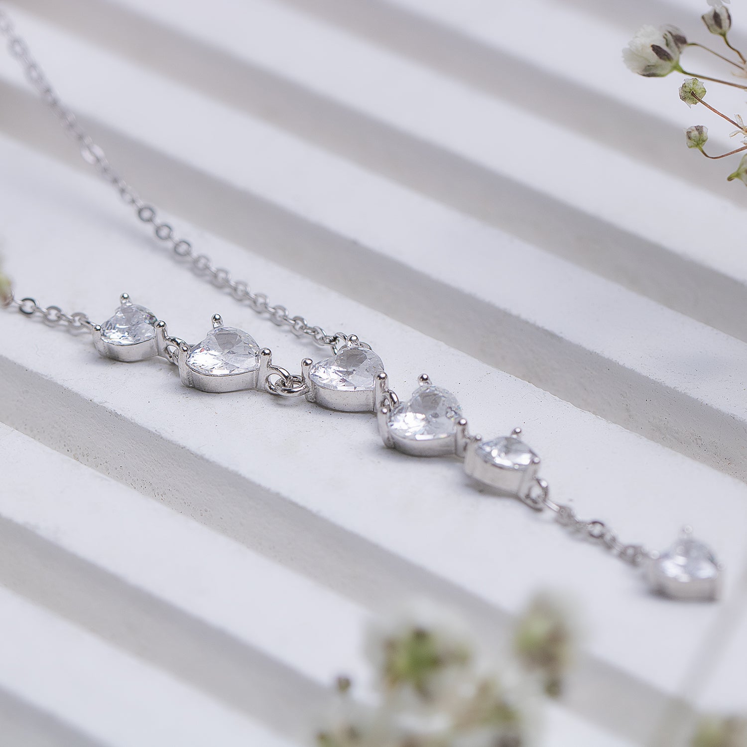 Diva Hearts Silver Necklace