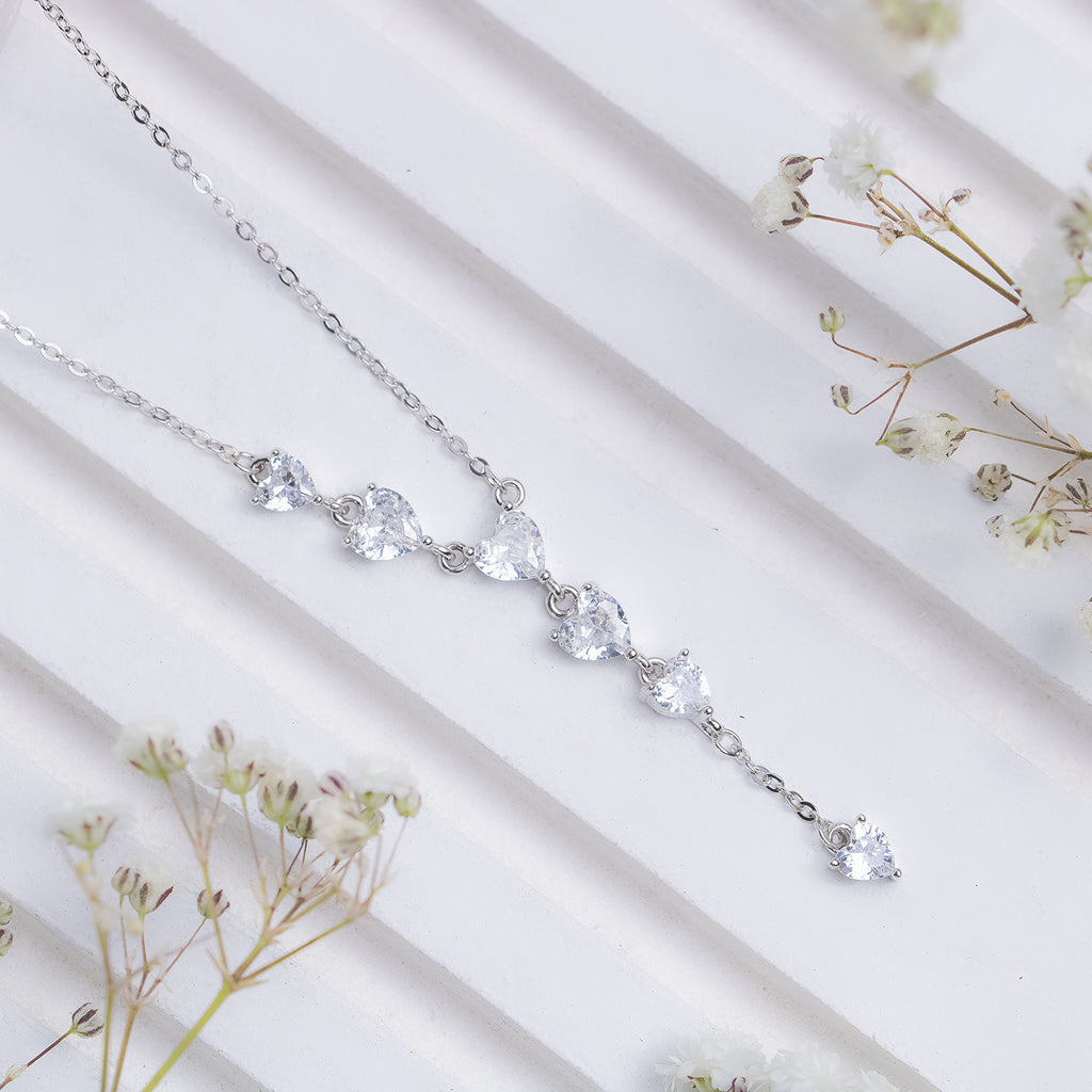 Diva Hearts Silver Necklace