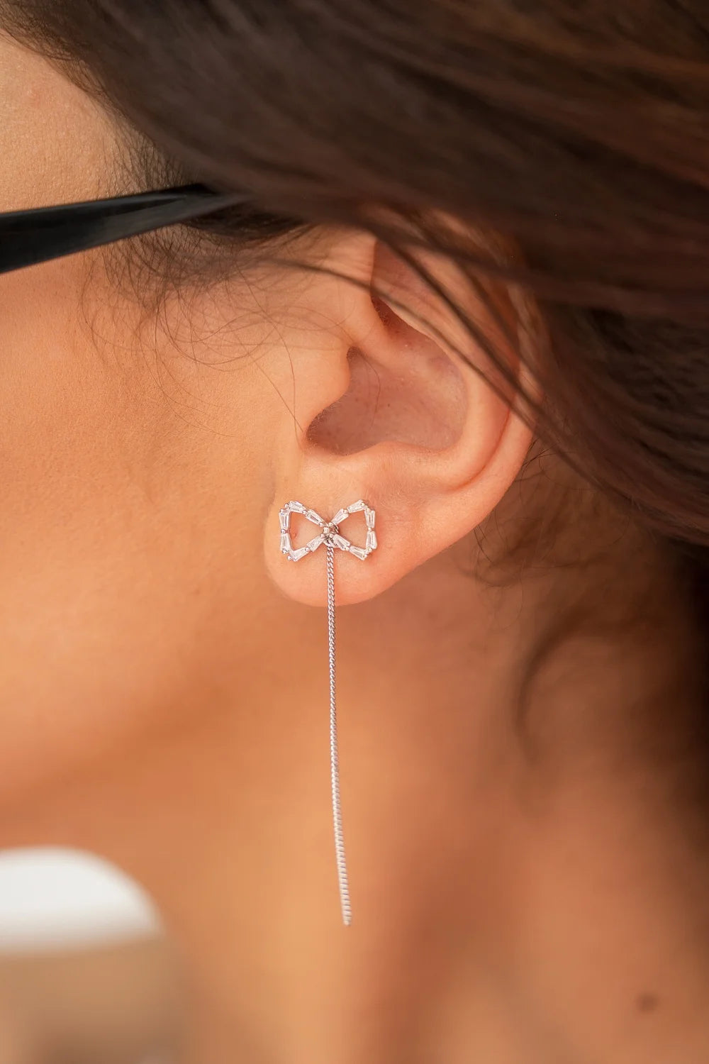 Ribbon Cascade Silver Earrings