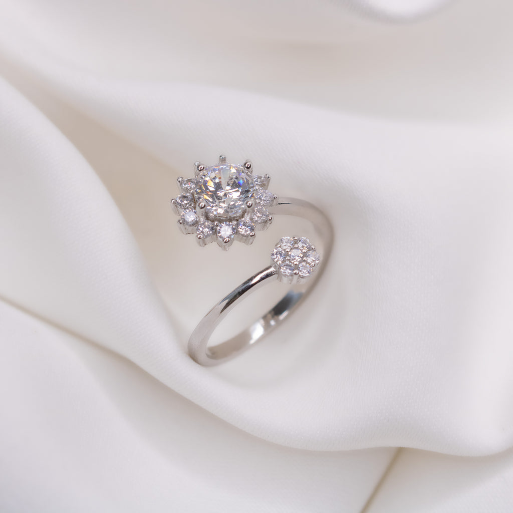 Diamond Bouquet Silver Ring