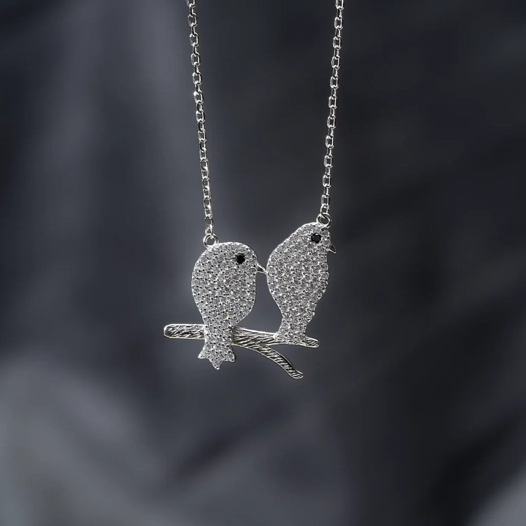 Soulmate Birds Silver Necklace