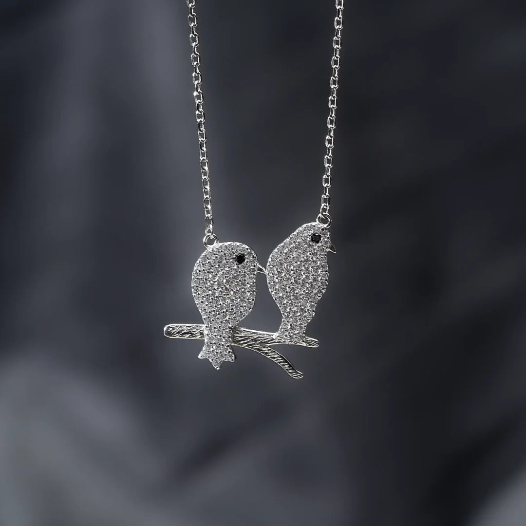 Soulmate Birds Silver Necklace