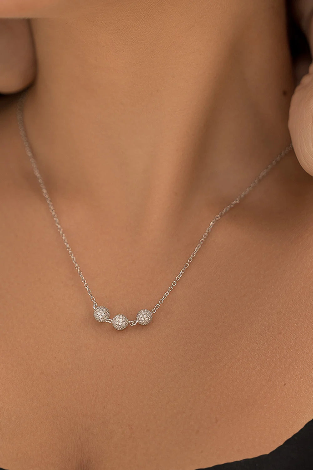 Trio Gleams Silver Necklace