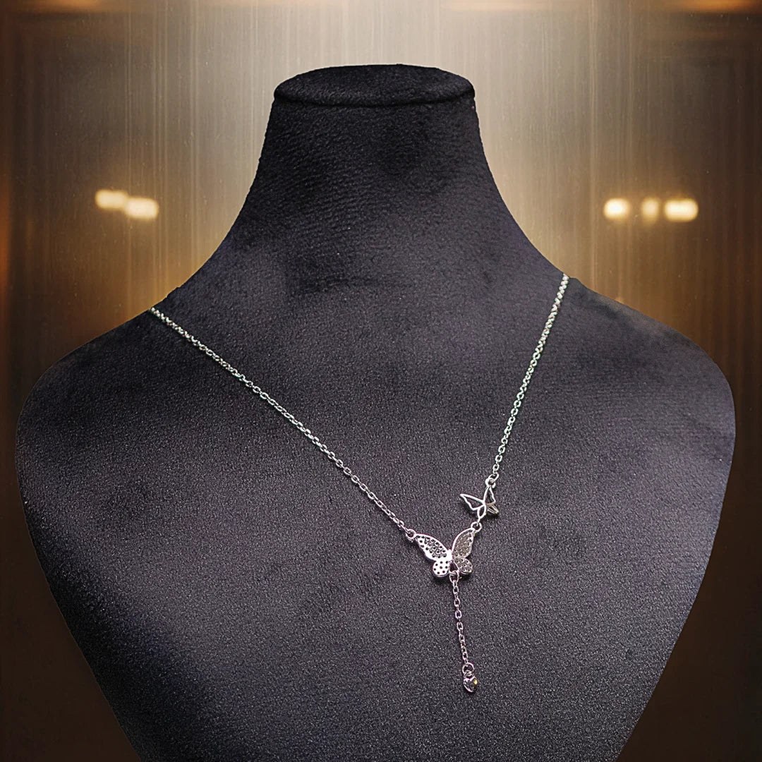 Winged Whisper Silver Necklace