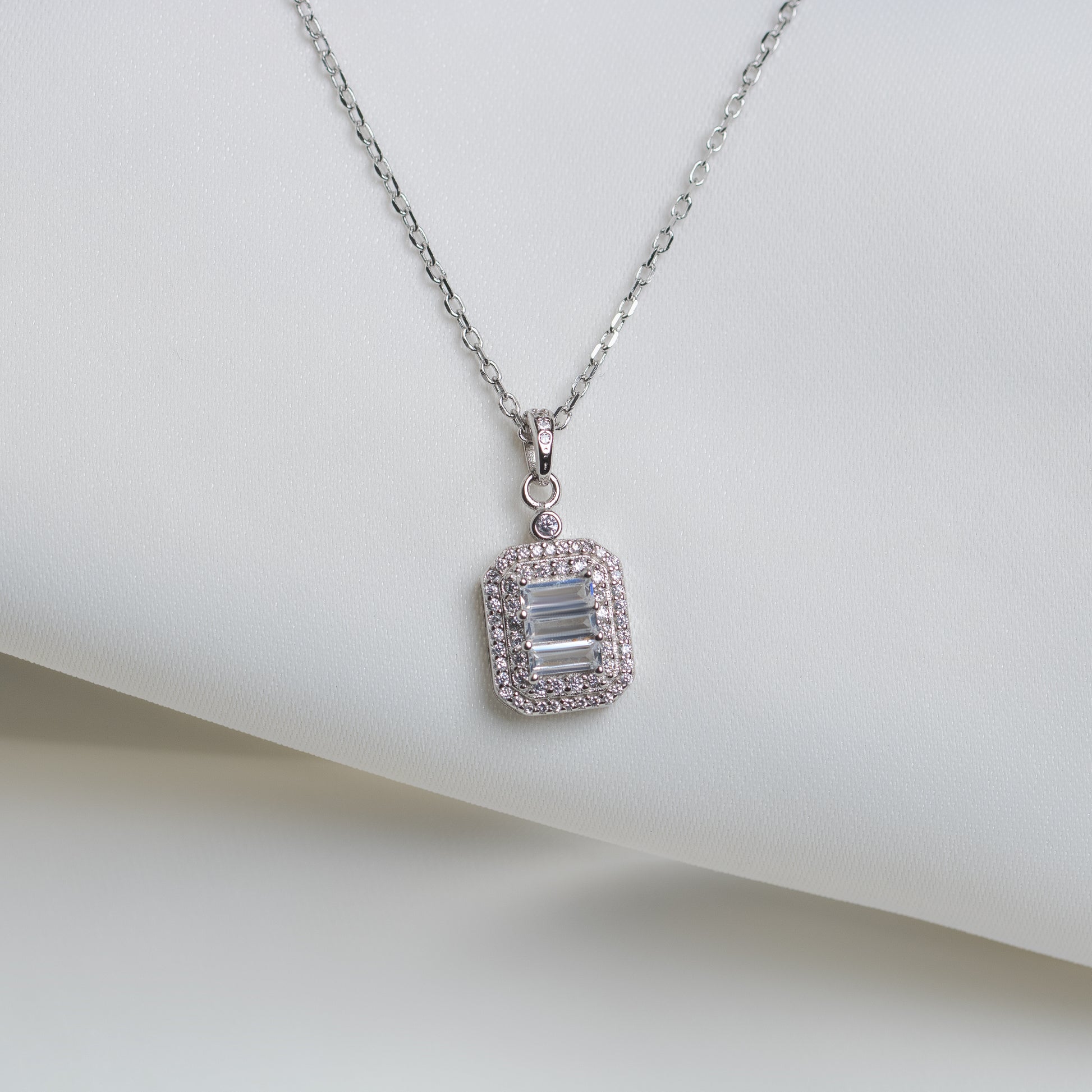 Beautiful White Stone Pendant Chain