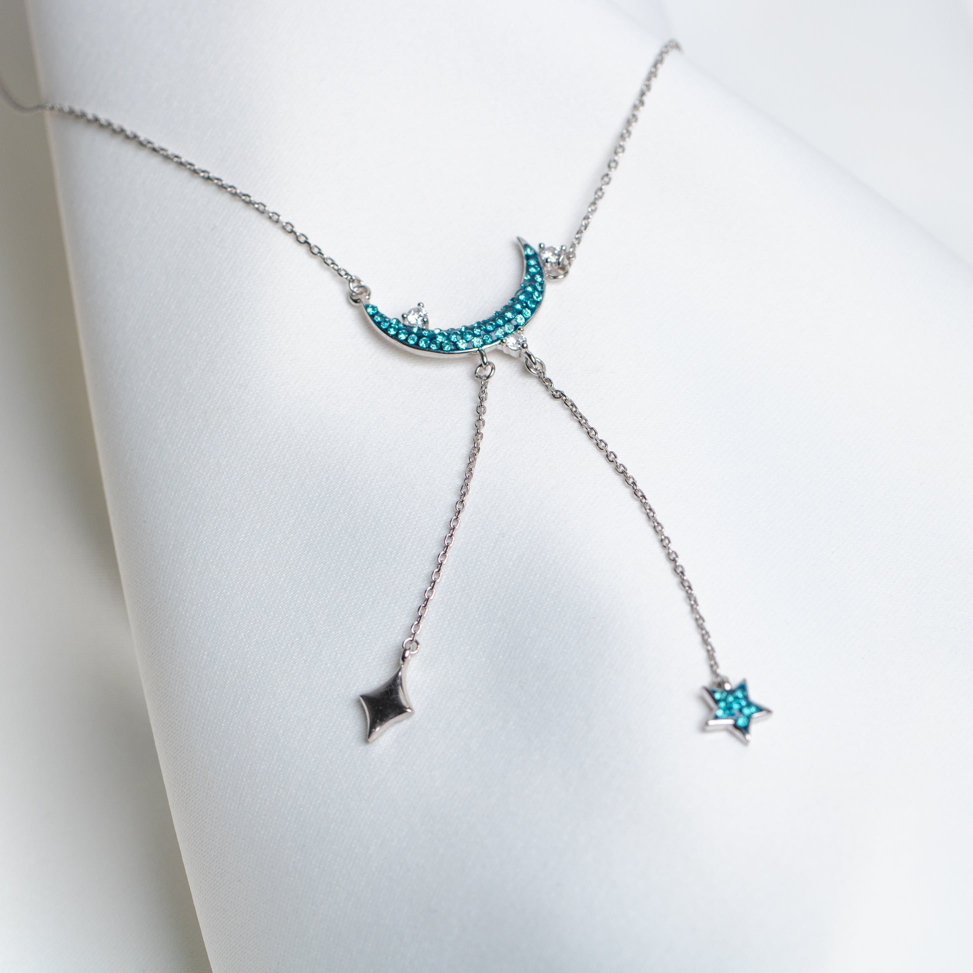 Moonstone Moon Necklace Sterling Silver Crescent Moon